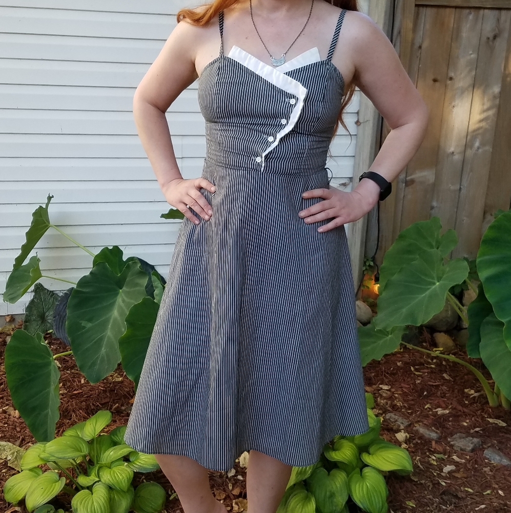 Vintage 80s Pinstripe Dress